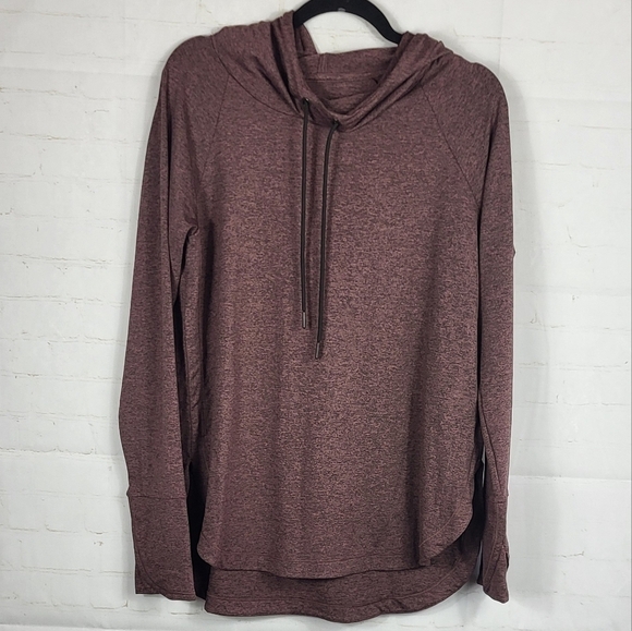 Athleta Hiking Outdoors UPF 50+ Uptempo Hoodie Sweatshirt Antique Burgundy M - Picture 2 of 12